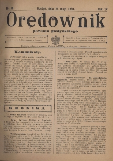 Orędownik Powiatu Gostyńskiego 1930.05.10 R. 12 Nr 38