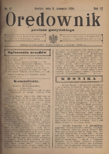 Orędownik Powiatu Gostyńskiego 1930.06.11 R. 12 Nr 47