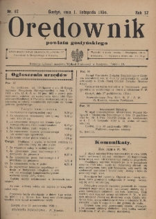 Orędownik Powiatu Gostyńskiego 1930.11.01 R. 12 Nr 87