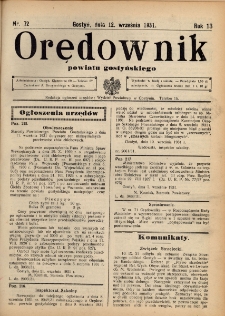 Orędownik Powiatu Gostyńskiego 1931.09.12 R.13 nr 72