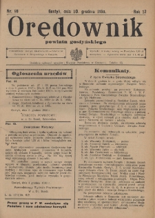 Orędownik Powiatu Gostyńskiego 1930.12.10 R. 12 Nr 98