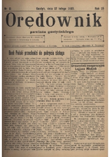 Orędownik Powiatu Gostyńskiego 1933.02.22 R. 15 Nr 15