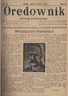Orędownik Powiatu Gostyńskiego 1933.03.18 R. 15 Nr 22