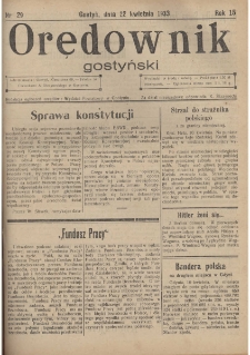 Orędownik Gostyński 1933.04.12 R. 15 Nr 29