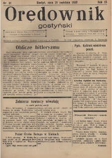 Orędownik Gostyński 1933.04.19 R. 15 Nr 31