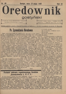 Orędownik Gostyński 1933.05.13 R. 15 Nr 38