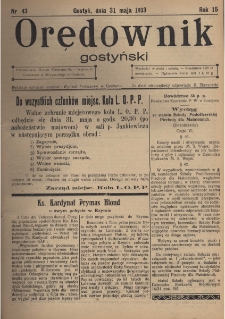 Orędownik Gostyński 1933.05.31 R. 15 Nr 43