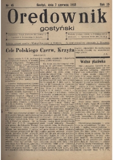 Orędownik Gostyński 1933.06.07 R. 15 Nr 45