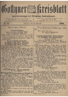 Gostyner Kreisblatt 1900.09.15 Nr 74