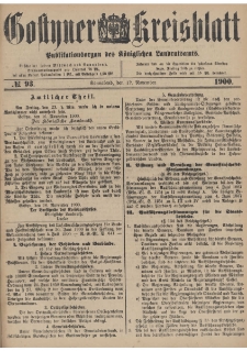 Gostyner Kreisblatt 1900.11.17 Nr 93