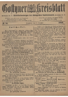 Gostyner Kreisblatt 1910.11.12 Nr 91