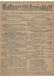 Gostyner Kreisblatt 1910.11.16 Nr 92