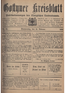 Gostyner Kreisblatt 1913.02.13 Nr 13