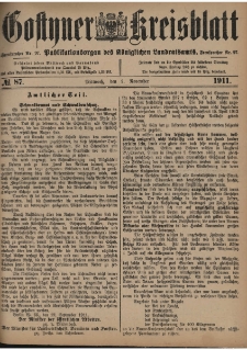 Gostyner Kreisblatt 1911.11.01 Nr 87