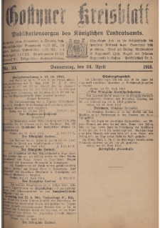 Gostyner Kreisblatt 1913.04.24 Nr 33