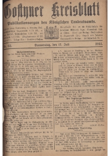 Gostyner Kreisblatt 1913.07.17 Nr 62