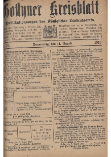 Gostyner Kreisblatt 1913.08.14 Nr 70