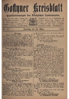 Gostyner Kreisblat 1914.03.22 Nr 24