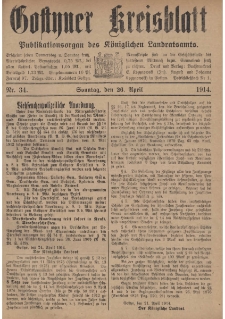 Gostyner Kreisblat 1914.04.26 Nr 34