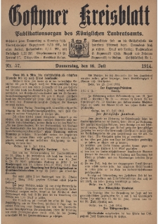 Gostyner Kreisblat 1914.07.16 Nr 57