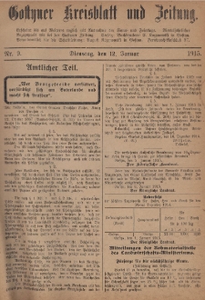 Gostyner Kreisblatt und Zeitung 1915.01.12 Nr 9