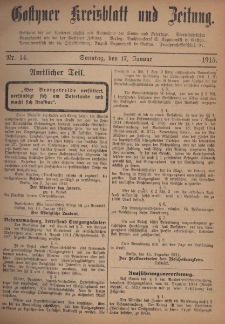 Gostyner Kreisblatt und Zeitung 1915.01.17 Nr 14