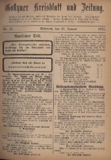 Gostyner Kreisblatt und Zeitung 1915.01.27 Nr 22