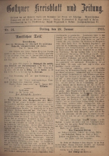 Gostyner Kreisblatt und Zeitung 1915.01.29 Nr 24
