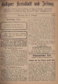 Gostyner Kreisblatt und Zeitung 1915.02.09 Nr 33