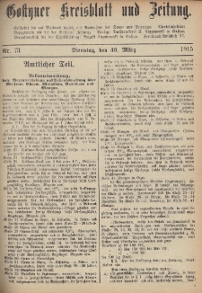 Gostyner Kreisblatt und ZeitungGostyner Kreisblatt und Zeitung 1915.03.30 Nr 73