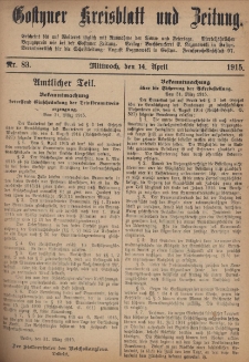Gostyner Kreisblatt und Zeitung 1915.04.14 Nr 83