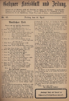 Gostyner Kreisblatt und Zeitung 1915.04.16 Nr 85