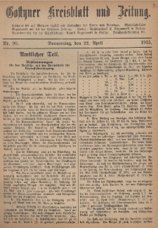 Gostyner Kreisblatt und Zeitung 1915.04.22 Nr 90