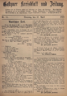 Gostyner Kreisblatt und Zeitung 1915.04.27 Nr 94