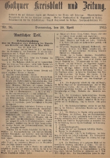 Gostyner Kreisblatt und Zeitung 1915.04.29 Nr 96