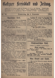 Gostyner Kreisblat und Zeitung 1914.09.03 Nr 88