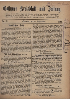 Gostyner Kreisblat und Zeitung 1914.09.06 Nr 91