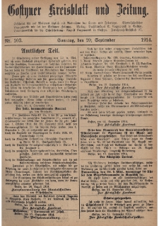Gostyner Kreisblat und Zeitung 1914.09.20 Nr 103