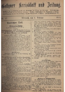 Gostyner Kreisblatt und Zeitung 1916.02.02 Nr 27