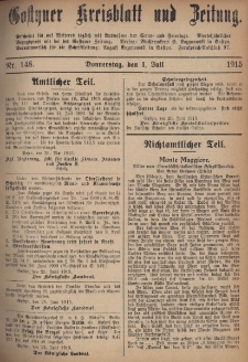 Gostyner Kreisblatt und Zeitung 1915.07.01 Nr 148