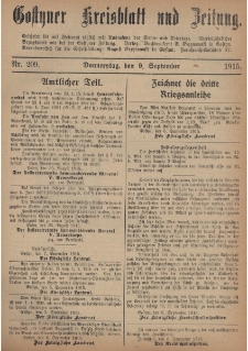 Gostyner Kreisblatt und Zeitung 1915.09.09 Nr 209