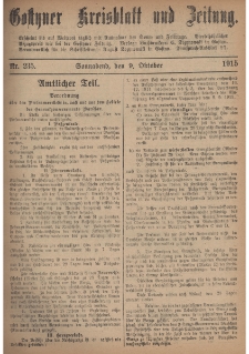 Gostyner Kreisblatt und Zeitung 1915.10.09 Nr 235
