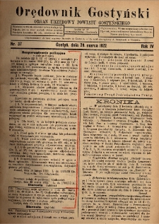 Orędownik Gostyński 1922.03.30 R.4 Nr 37