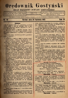 Orędownik Gostyński 1922.04.20 R.4 Nr 45