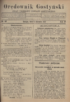 Orędownik Gostyński 1922.08.05 R.4 Nr 88