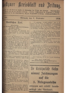 Gostyner Kreisblatt und Zeitung 1916.09.06 Nr 206