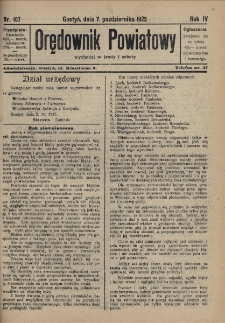 Orędownik Powiatowy 1922.10.07 R.4 Nr 107