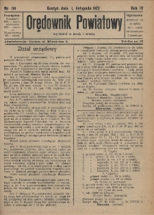 Orędownik Powiatowy 1922.11.01 R.4 Nr 114