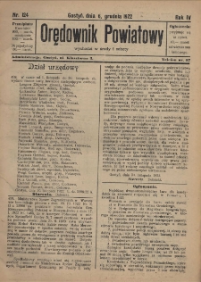 Orędownik Powiatowy 1922.12.06 R.4 Nr 124