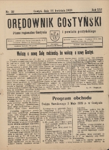 Orędownik Gostyński 1939.04.26 R.21 Nr 32